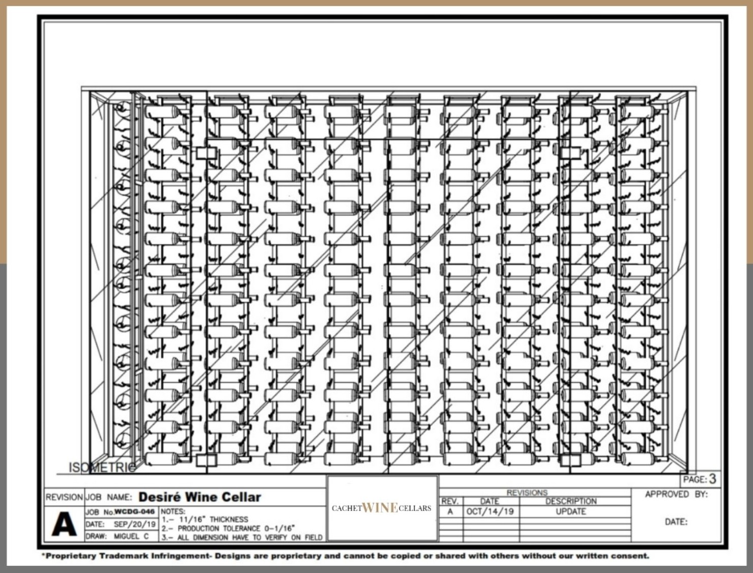 3D Plan of California Residential Wine Cellars in Glass Display