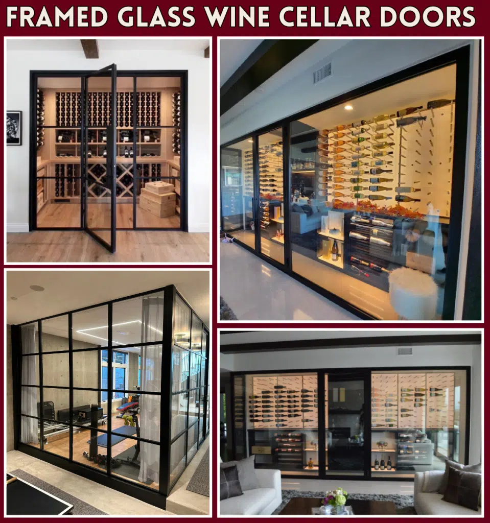 These framed glass wine cellar doors enhance your home's aesthetic appeal 