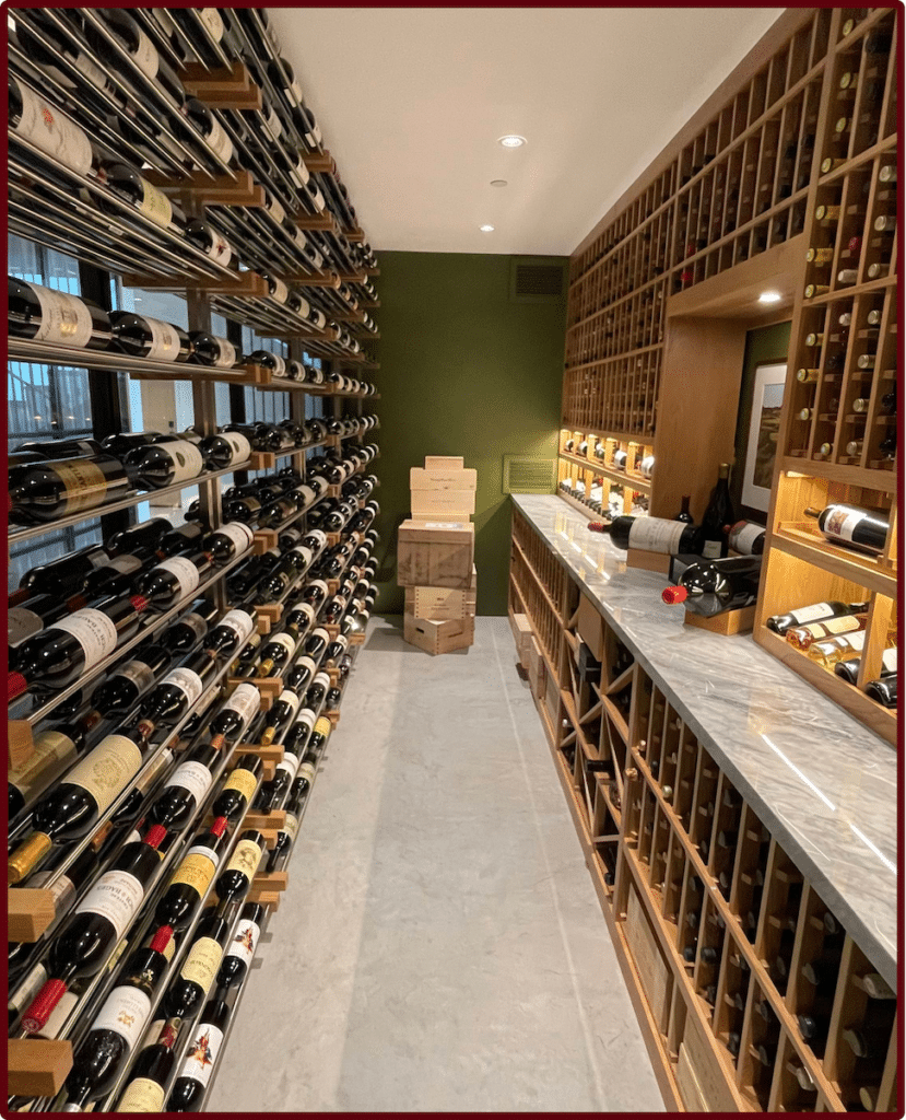 Modern Glass Wine Cellar in Orange County with contemporary interiors