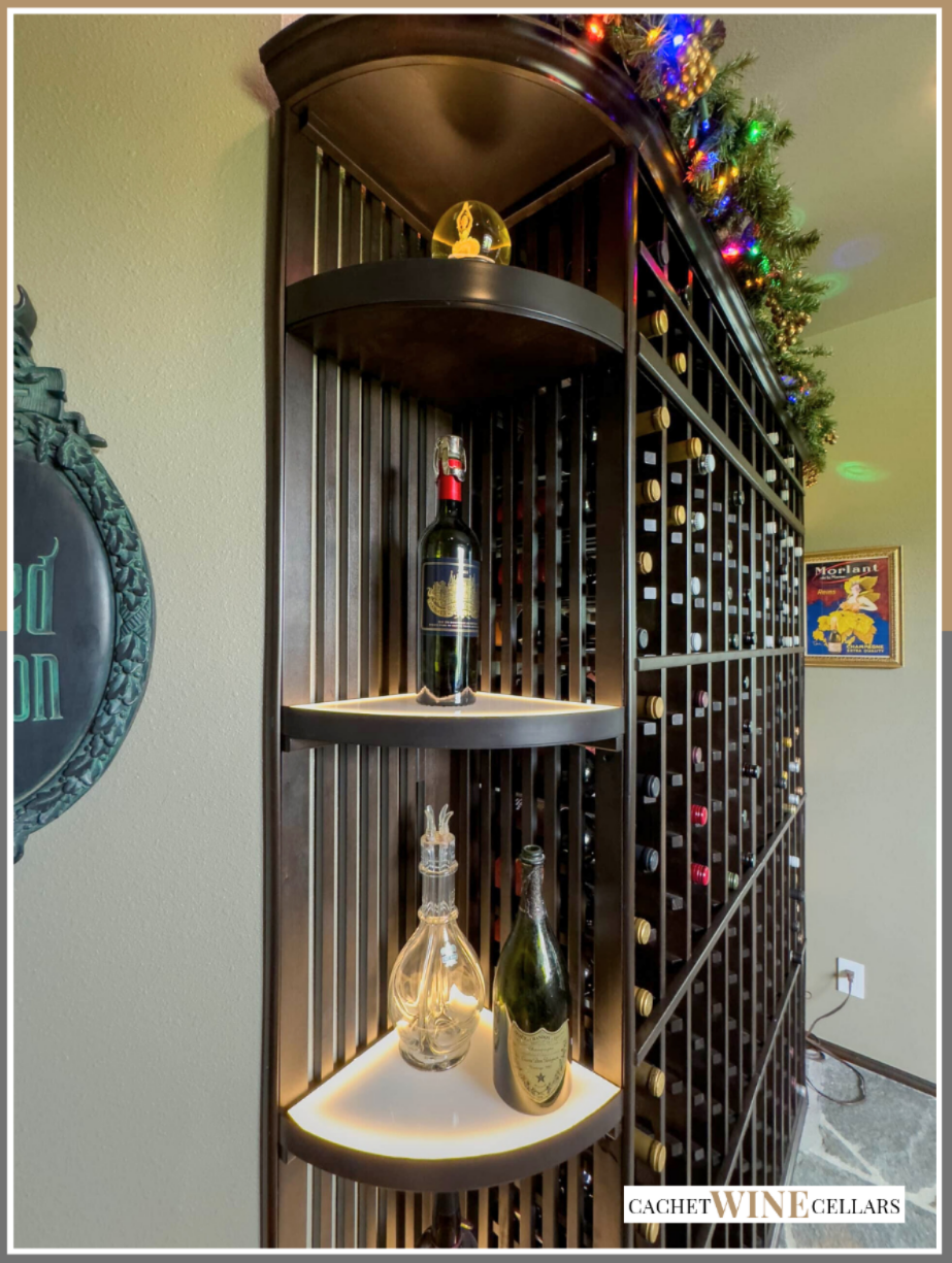 wooden wine racking system for traditional home wine cellar designs