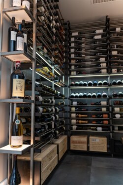 2 - Metal Rod Racking in Modern Home Wine Cellar Metal Rod Racking in Modern Home Wine Cellar