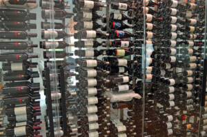 3 - Metal Wine Racks in a Glass-Enclosed California Custom Wine Cellar Metal Wine Racks in a Glass-Enclosed Cellar