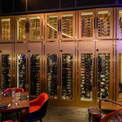 photo of a modern restaurant wine cellar design in Orange County