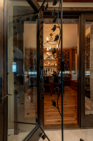 Operable grill for wine cellar door