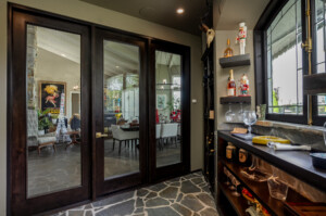 2 - Enticing Framed Glass wine Cellar Doors with Two Panels on the Side