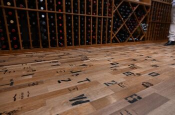 3 - cooperage wine barrel flooring in custom Emerald Bay wine cellar