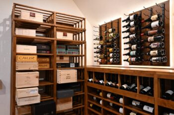 7 - Custom Wine Case Shelves with Lattice Design