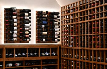 8 - double-deep custom wine racks in luxury wine cellar Emerald Bay CA