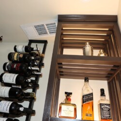 (6) In this small wine closet design, a ceiling-mounted wine cooling system with two registers was installed to save space!